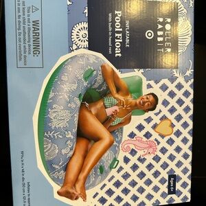 Roller Rabbit Blue & Green Patterned Inflatable Pool Float